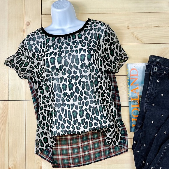 Maison Scotch Punk Radar Sheer Mixed Print Shirt - Picture 2 of 12